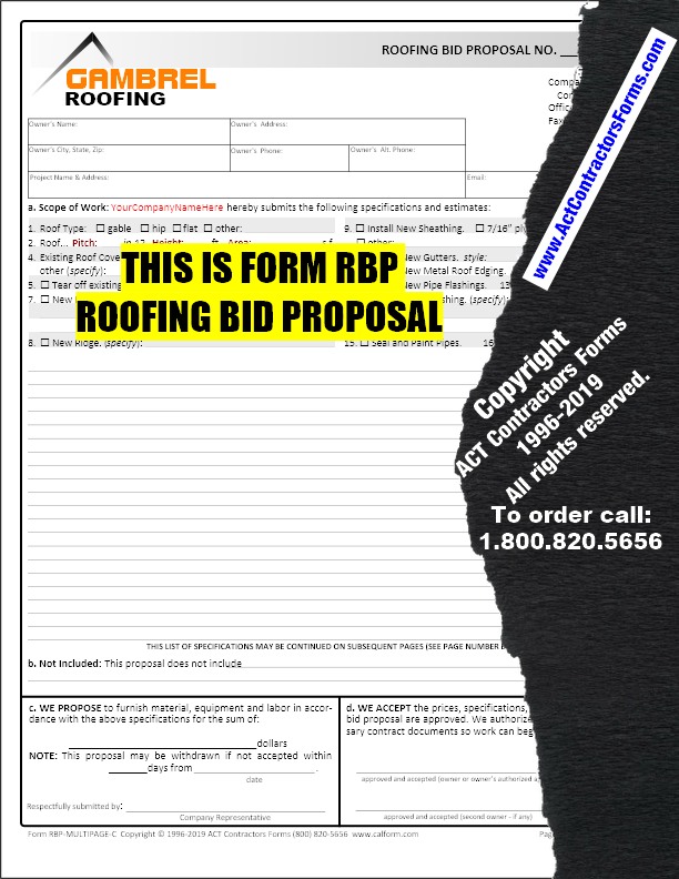 Roofing Contractor Bid & Estimate Forms